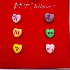 Betsey Johnson Candy Heart Stud Earring Set 3 Pairs| New in Gift Box